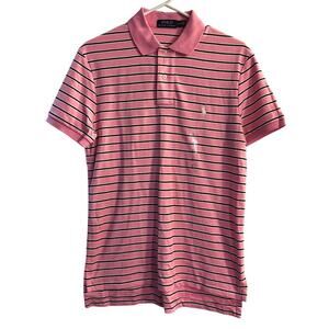 NWT Polo Ralph Lauren Mens Polo Small Striped Pink Camisa Cotton Casual Pony